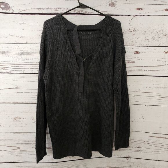 Alison Andrews Gray Open Back Sweater Large NWT - Picture 1 of 4
